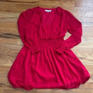 Loft Red Long Sleeve Dress